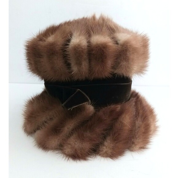 VTG Dachettes by Lilly Dache RARE Brown Mink /Wool Hat Tall Crown Small Brim S/M main image 3